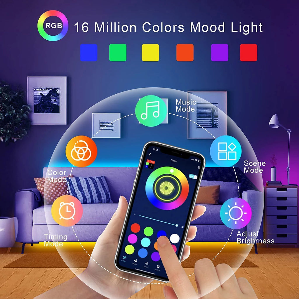 Tira de luces LED RGB con sincronización musical, alimentación USB de 5 V, control remoto, cinta LED flexible para habitación, fiestas, TV, escritorio y dormitorio, ideal para decoración.