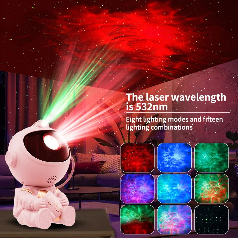 Proyector LED de galaxia estrellada  Luz nocturna proyector de estrellas y galaxias LED en forma de astronauta. Crea un cielo estrellado en el dormitorio o la habitación, ideal como decoración ambiental y regalo para niños.