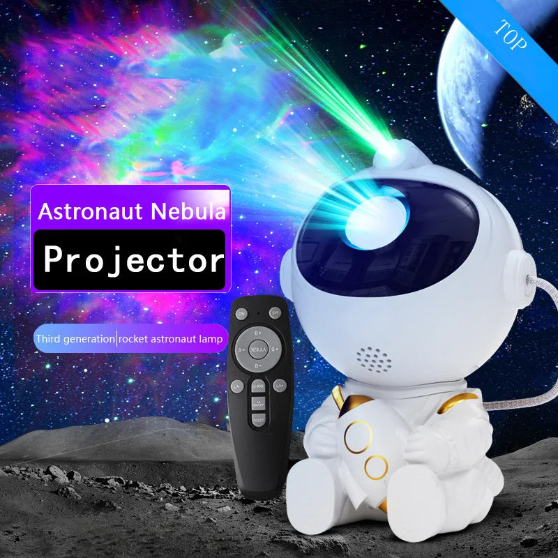 Proyector LED de galaxia estrellada  Luz nocturna proyector de estrellas y galaxias LED en forma de astronauta. Crea un cielo estrellado en el dormitorio o la habitación, ideal como decoración ambiental y regalo para niños.