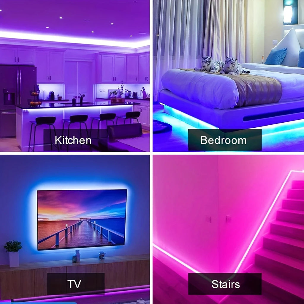 Tira de luces LED RGB con sincronización musical, alimentación USB de 5 V, control remoto, cinta LED flexible para habitación, fiestas, TV, escritorio y dormitorio, ideal para decoración.